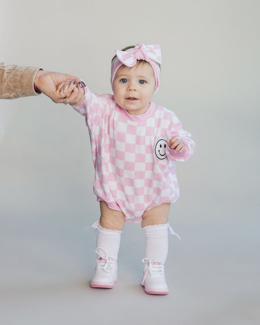 LPK Bubble Romper - Checkered Smiley - Atara & Co