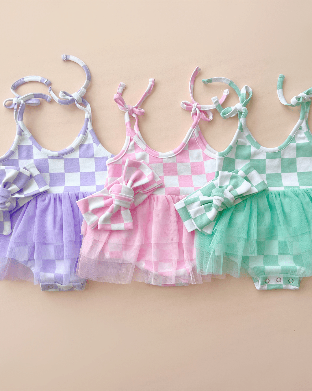 LPK Tutu Romper - Checkered Pink - Atara & Co