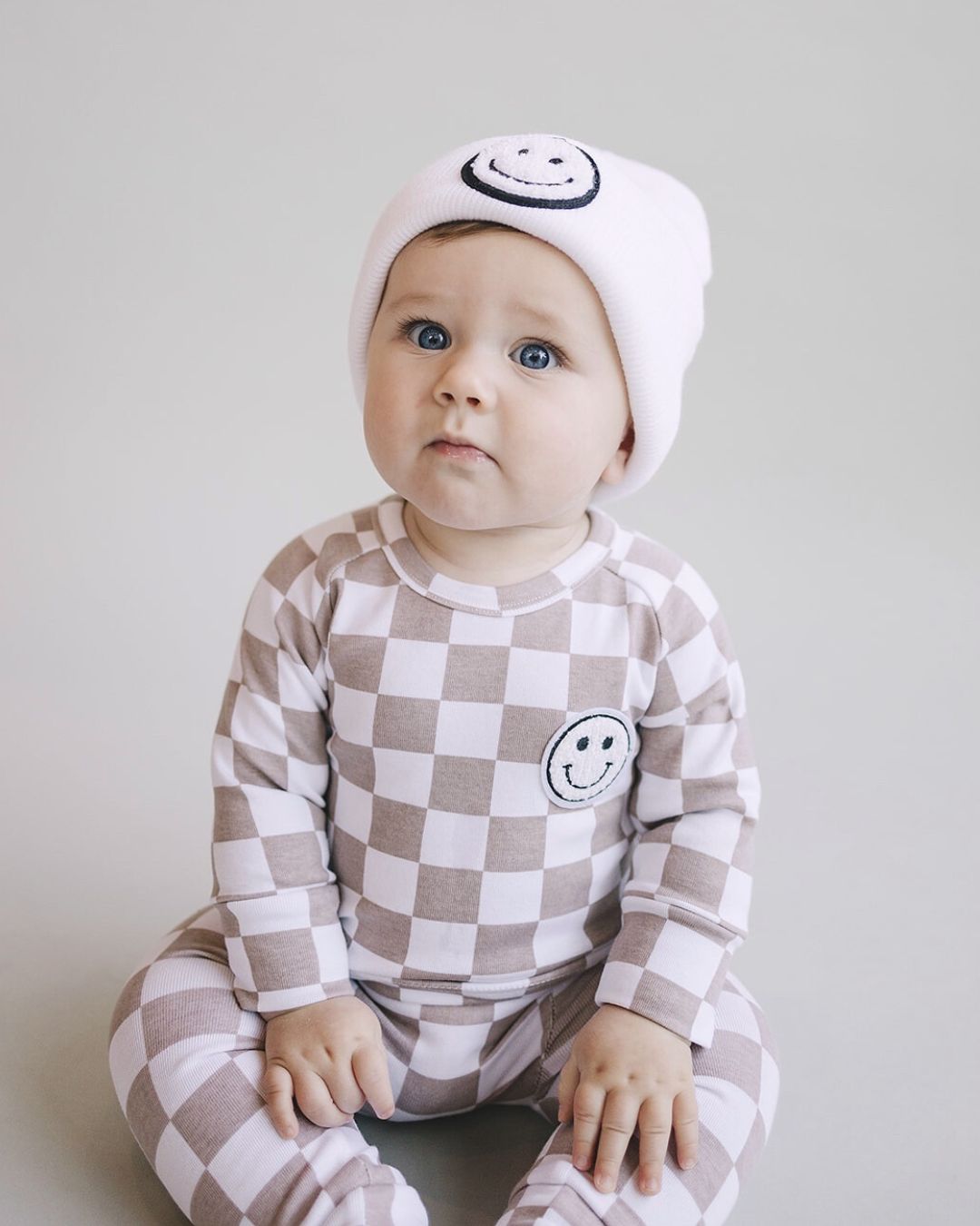 LPK Checkered Smiley Lounge Set - Latte - Atara & Co