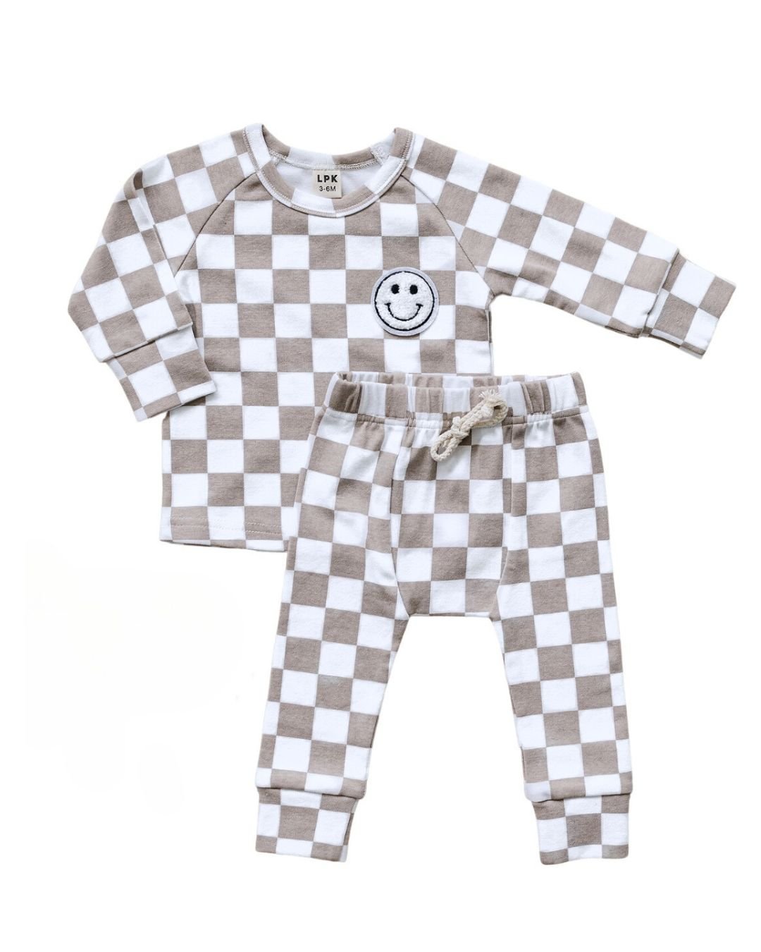 LPK Checkered Smiley Lounge Set - Latte - Atara & Co