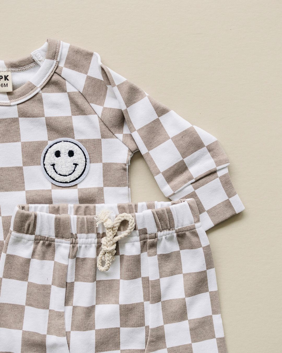 LPK Checkered Smiley Lounge Set - Latte - Atara & Co