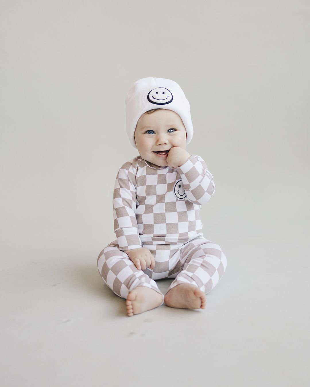 LPK Checkered Smiley Lounge Set - Latte - Atara & Co