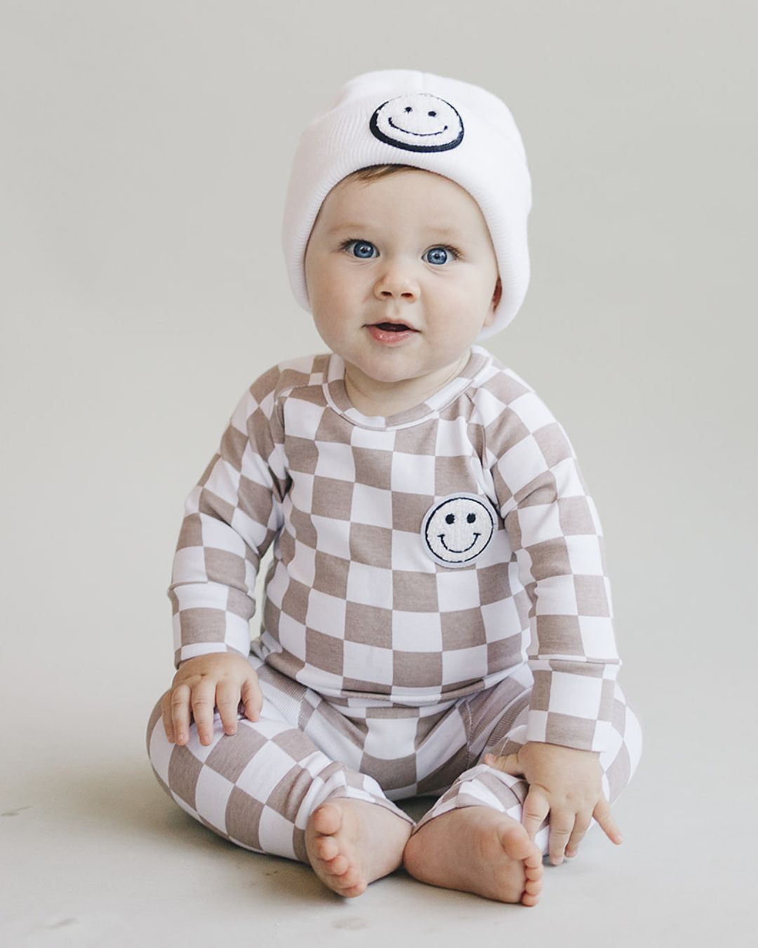 LPK Checkered Smiley Lounge Set - Latte - Atara & Co