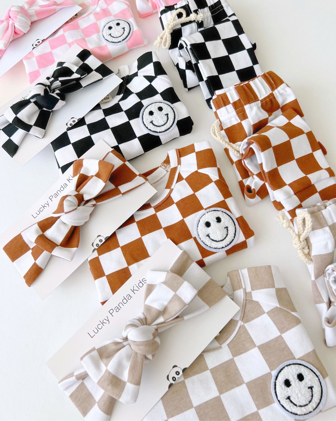 LPK Checkered Smiley Lounge Set - Latte - Atara & Co