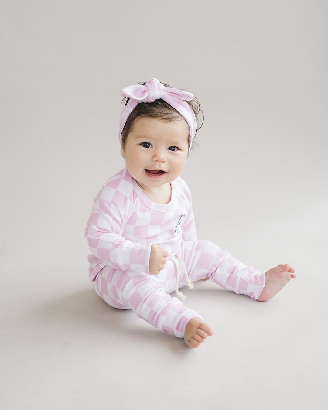 LPK Checkered Smiley Lounge Set - Pink - Atara & Co