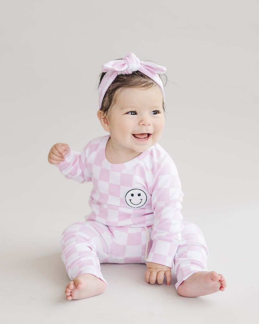 LPK Checkered Smiley Lounge Set - Pink - Atara & Co