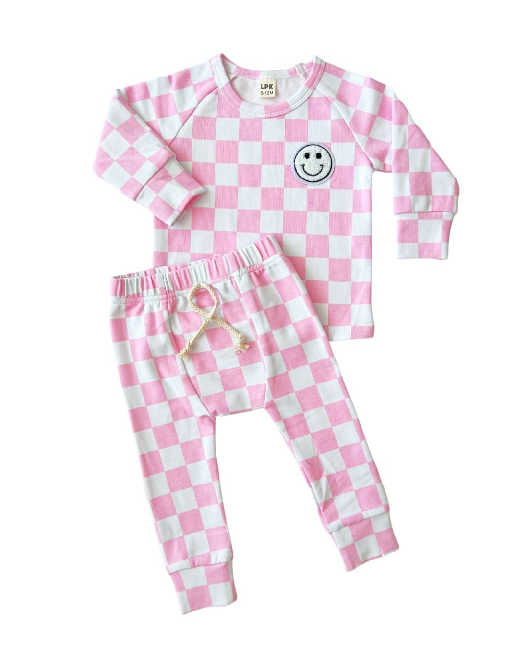 LPK Checkered Smiley Lounge Set - Pink - Atara & Co