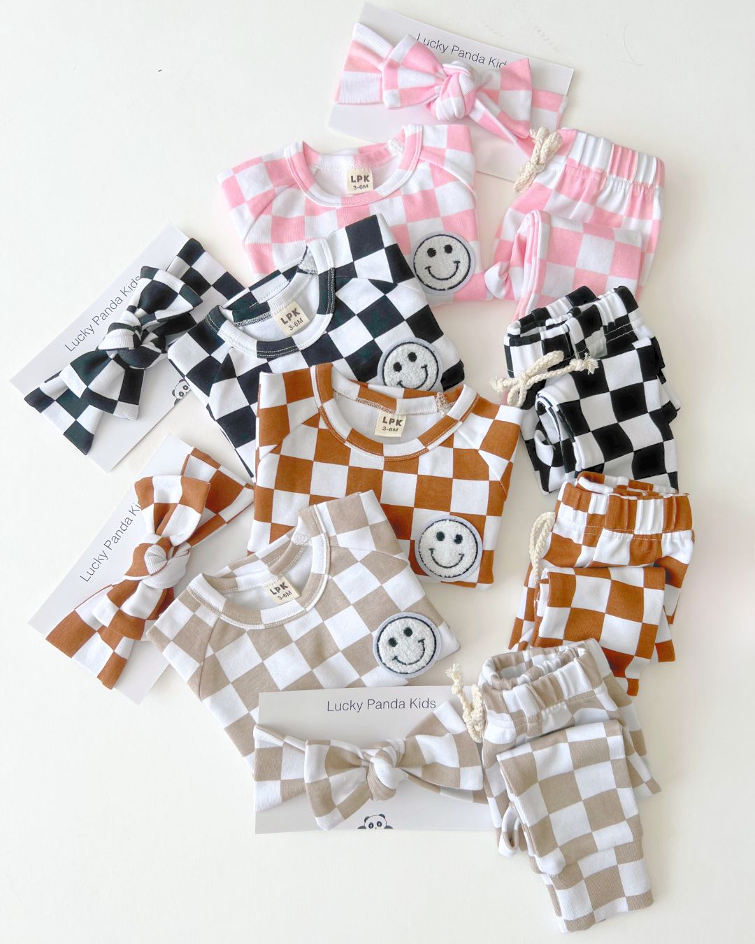 LPK Checkered Smiley Lounge Set - Pink - Atara & Co