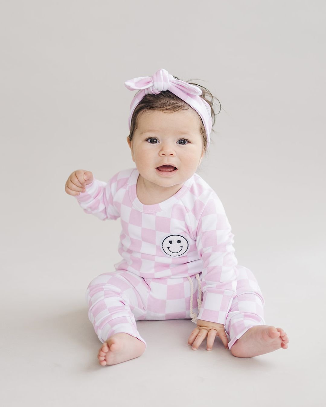 LPK Checkered Smiley Lounge Set - Pink - Atara & Co