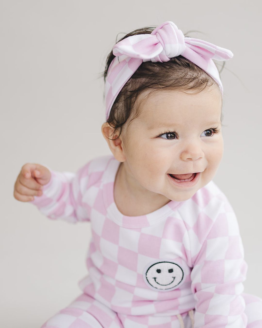 LPK Checkered Smiley Lounge Set - Pink - Atara & Co