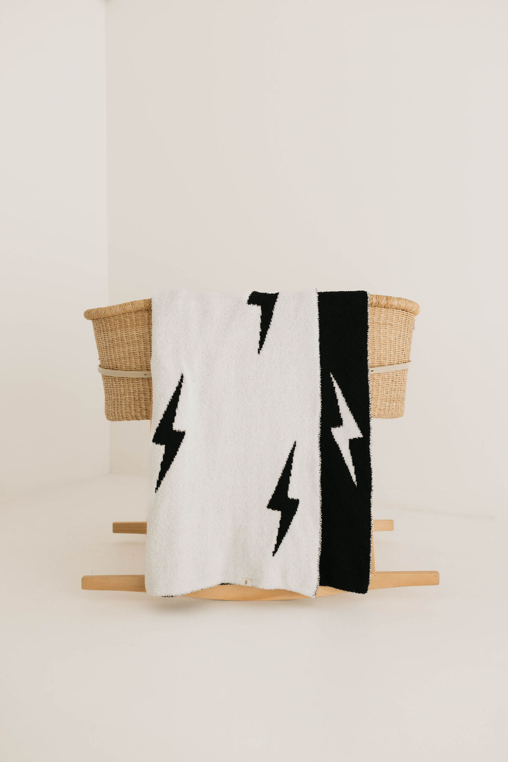 Forever French Plush Blanket - Black & White Lightning Bolt - Atara & Co