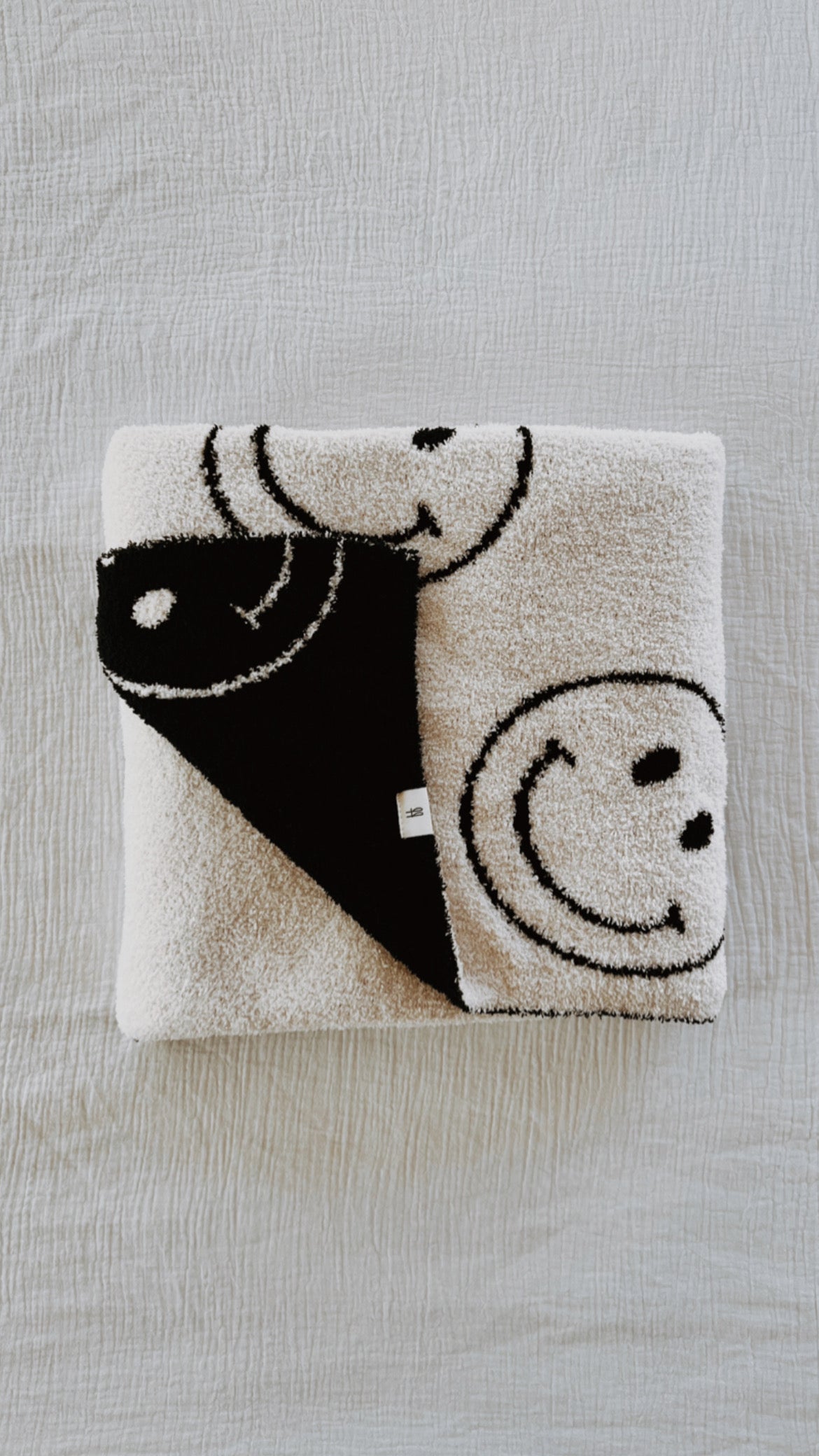 Forever French Plush Blanket - Just Smile Black & White - Atara & Co