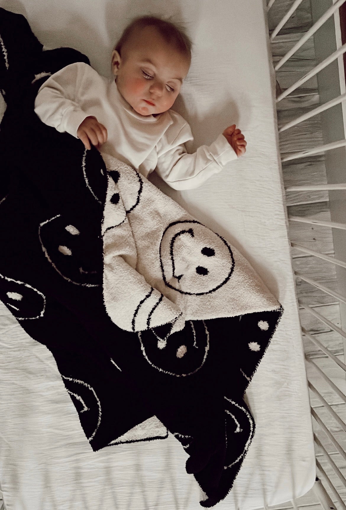 Forever French Plush Blanket - Just Smile Black & White - Atara & Co