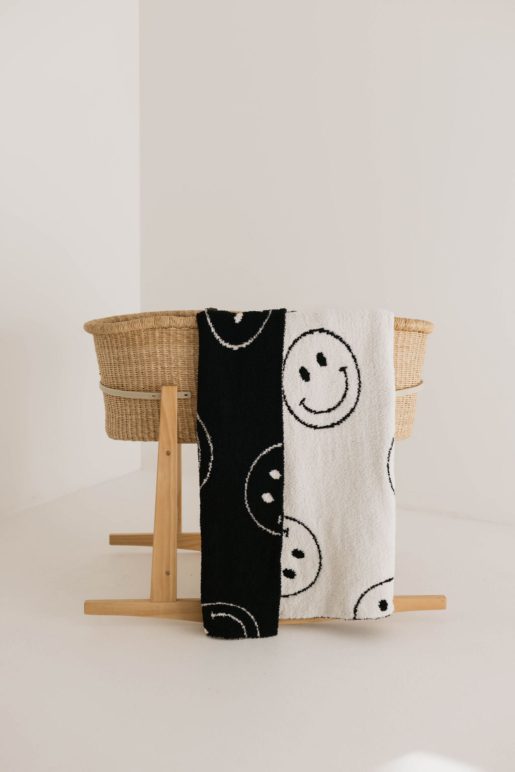 Forever French Plush Blanket - Just Smile Black & White - Atara & Co