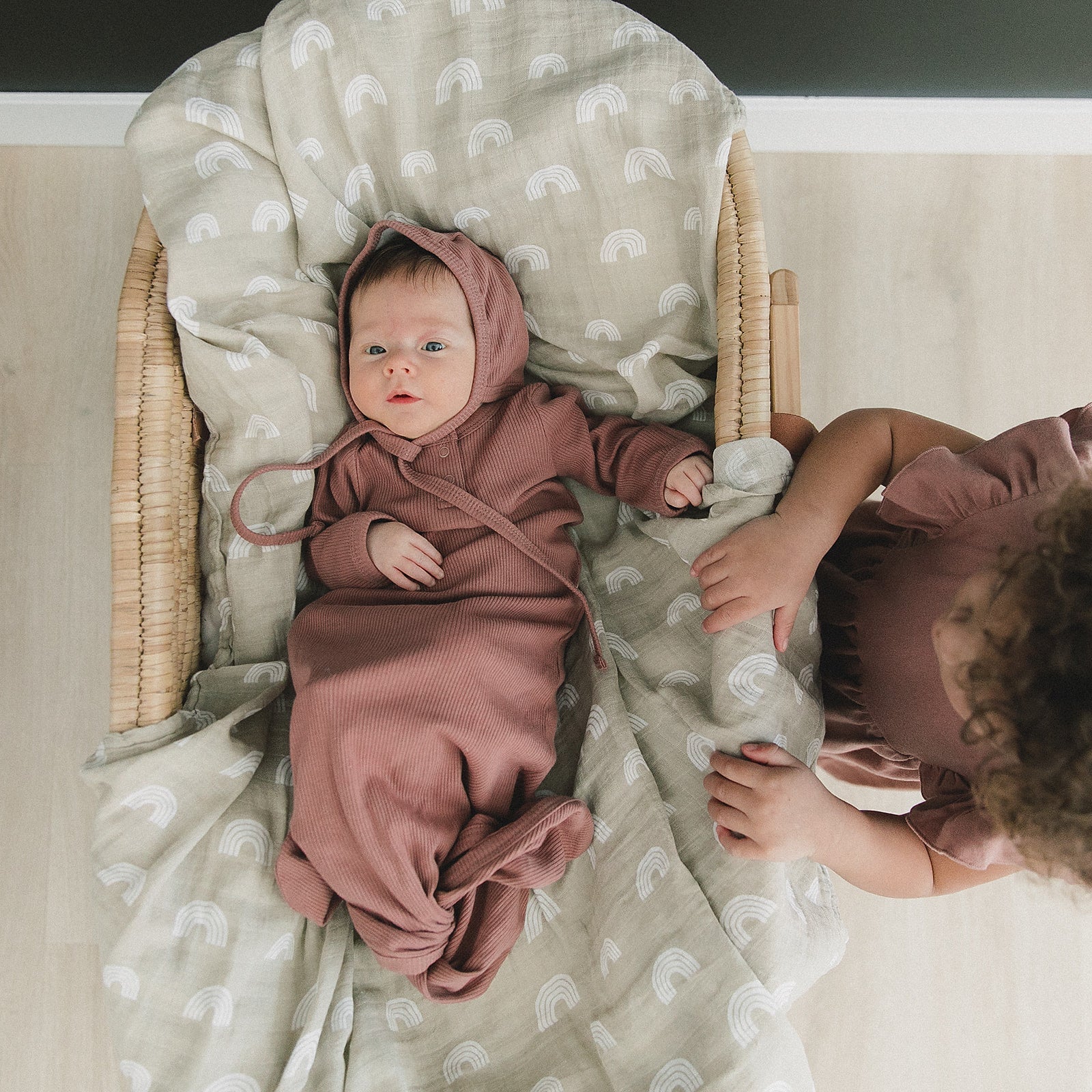 Mebie Baby Ribbed Knot Gown - Dusty Rose - Atara & Co