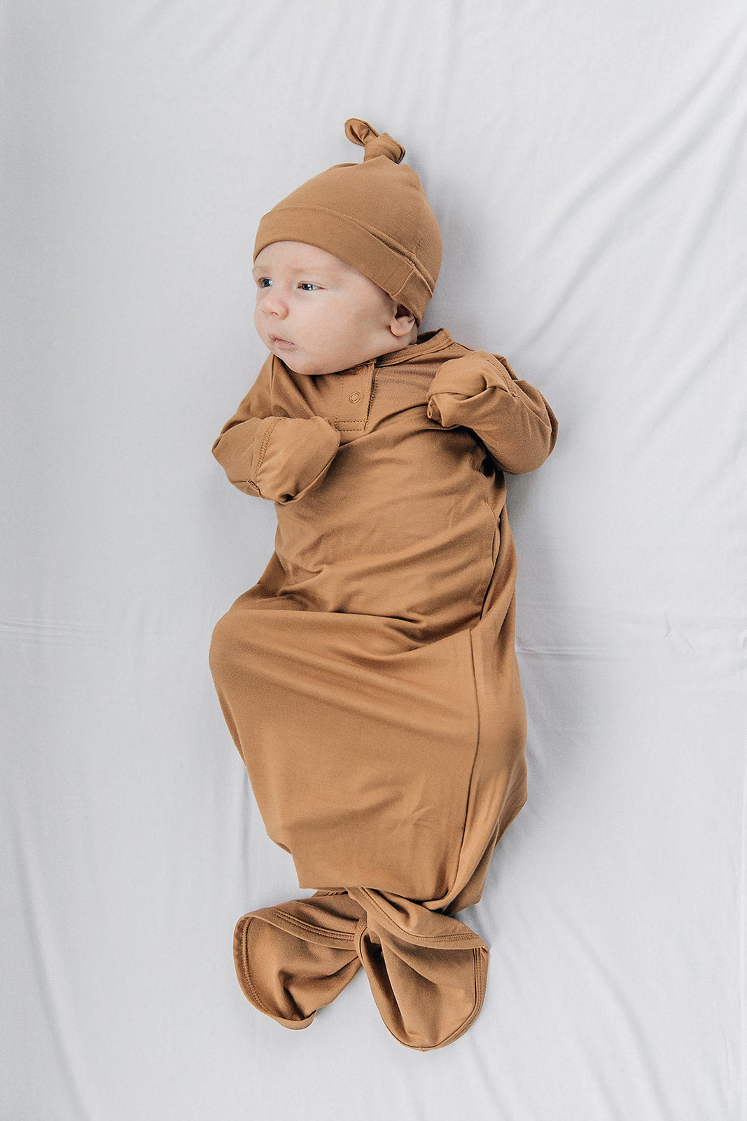 Mebie Baby Bamboo Knot Gown - Mustard - Atara & Co