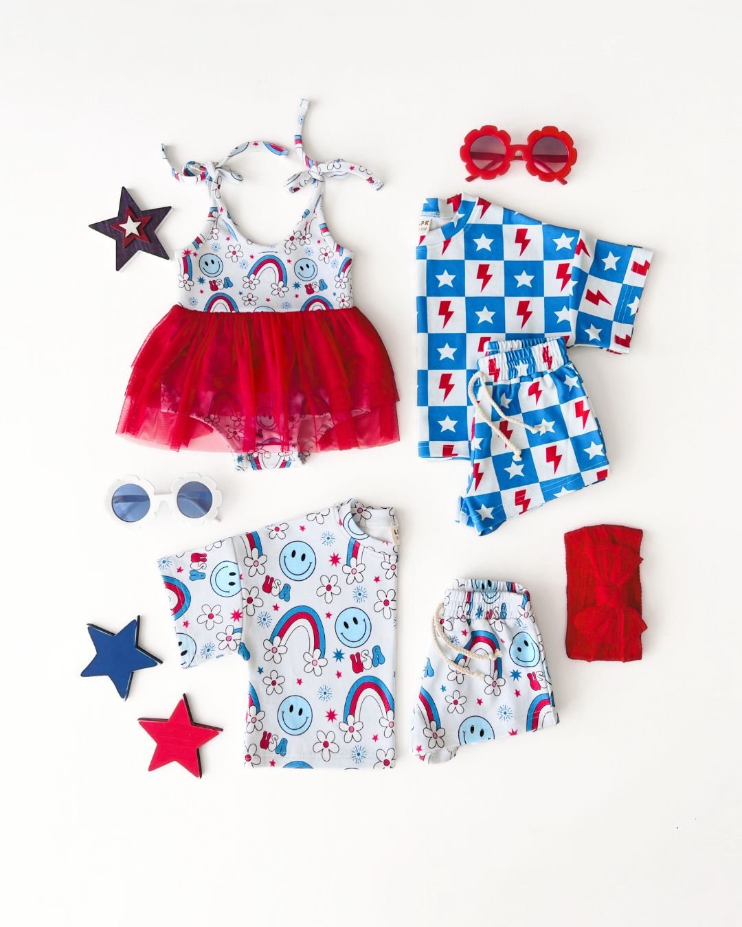 LPK Shorts Set - Checks & Stars - Atara & Co