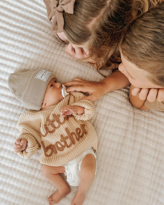 'Little Brother' Embroidered Knit Sweater - Atara & Co