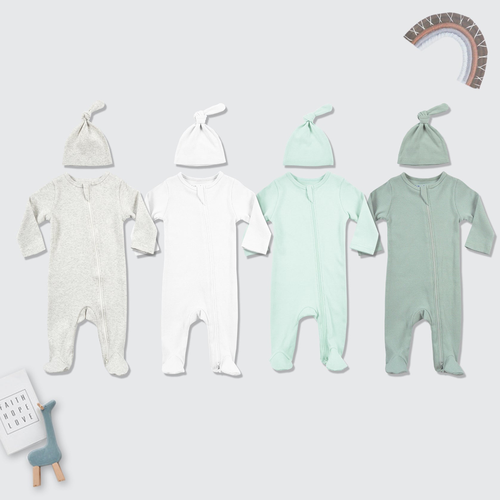 Petelulu Ribbed Footed Romper + Hat Set - Atara & Co