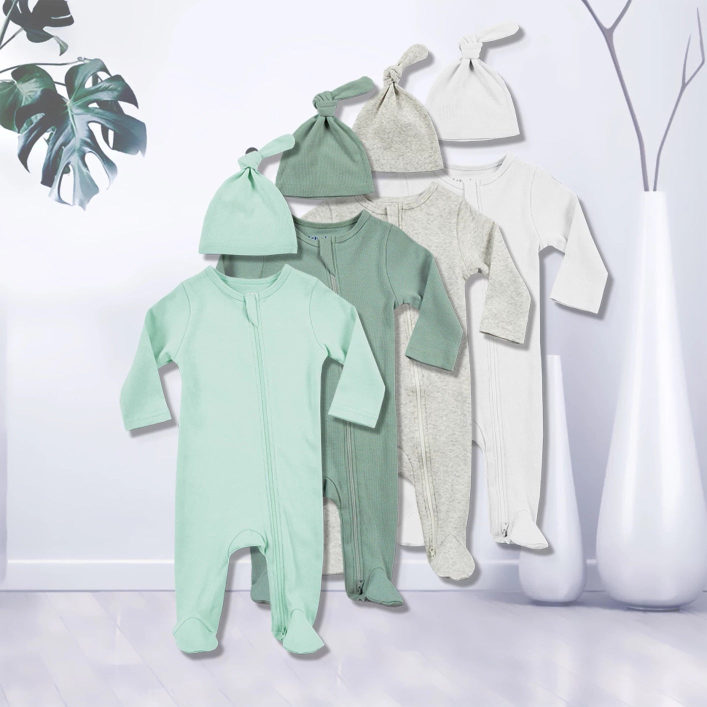 Petelulu Ribbed Footed Romper + Hat Set - Atara & Co