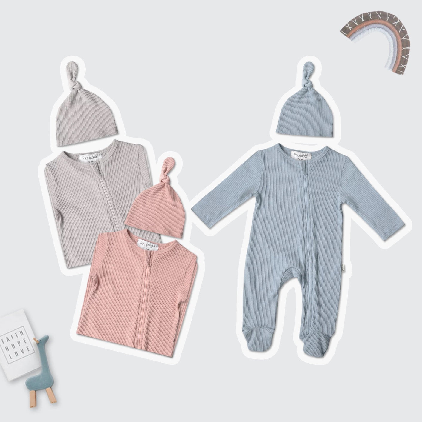 Petelulu Ribbed Romper + Hat Set - Atara & Co